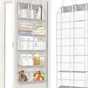 Over the Door Organizer 5 Tiers,Extra Large Behind Door Storage of 10 Compartments,50 lbs Weight Capacity Over the Door Storage, Clear Door Hanging Organizer for Closet, Diaper Organizer