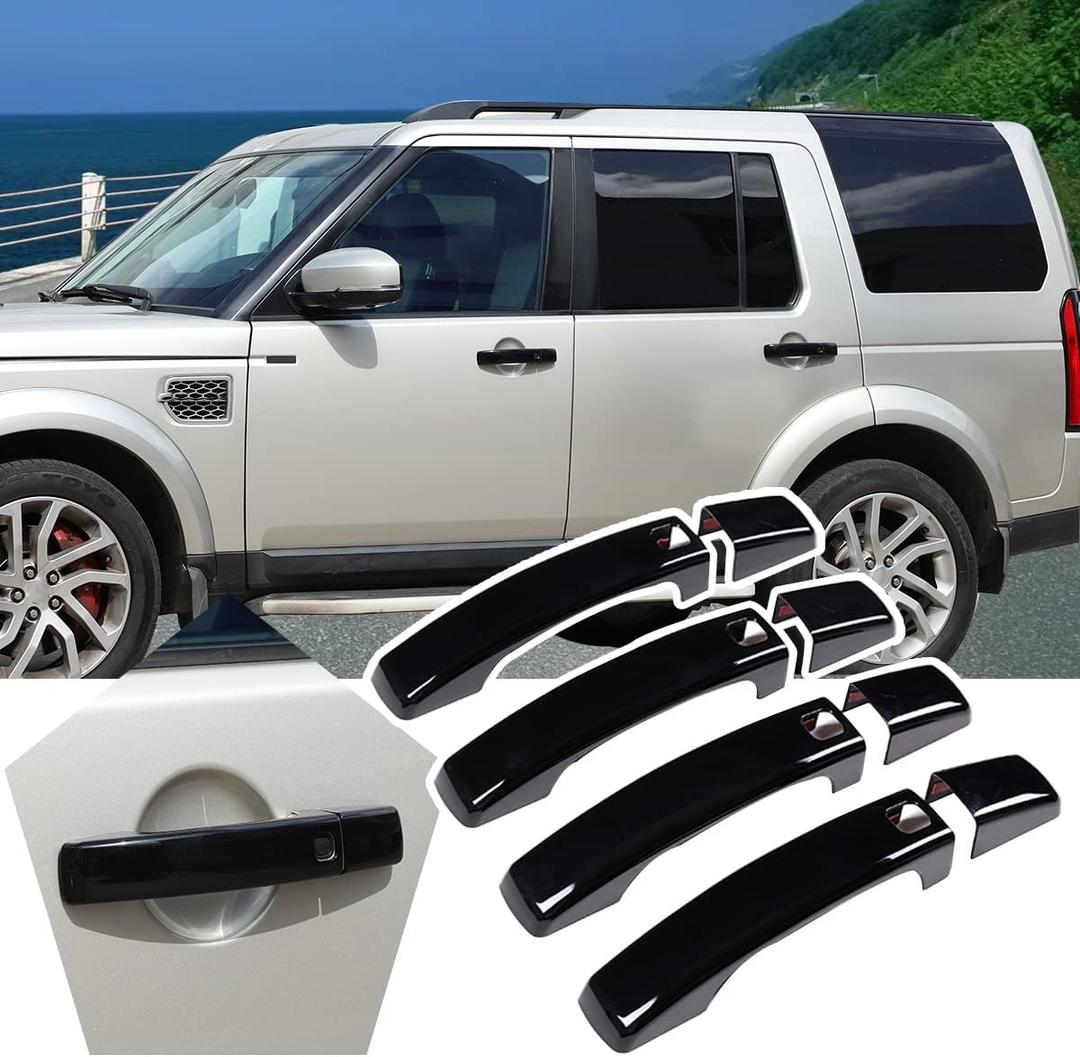 Gloss Black Door Handle Cover Trim for Land Rover Range Rover Sport 2010-2013 / Discovery 4 LR4 2009-2016 with 4 Smart Keyhole