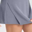 ODODOS Modal Soft Wrap Mini Skorts with Pocket for Women High Waist Asymmetrical Hem Relaxed Shorts, Purple Gray, Medium (Gray, M)