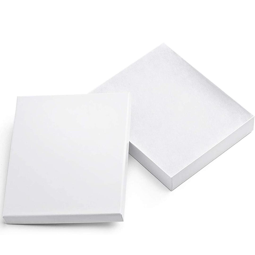MESHA 8x5.5x1.25 20 Cotton Filled White Jewelry Gift Boxes, Kraft Cardboard Jewelry Boxes, JewelryBox for Small Business & Wearable Nails Enhancement