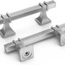 homdiy 10 Pack Brushed Nickel Cabinet Pulls Silver Drawer Pulls 3 Inch Kitchen Cabinet Handles Square Satin Nickel Door Hardware for Dresser Bathroom,Zinc Alloy Base (3in Hole Centers)