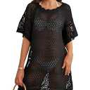 HRUTANE Women Swimsuit Coverup Crochet Bathing Suit Beach Cover Ups Summer Knit Bikini Beachwear Pullover 2025 Swimwear Dress, Black L