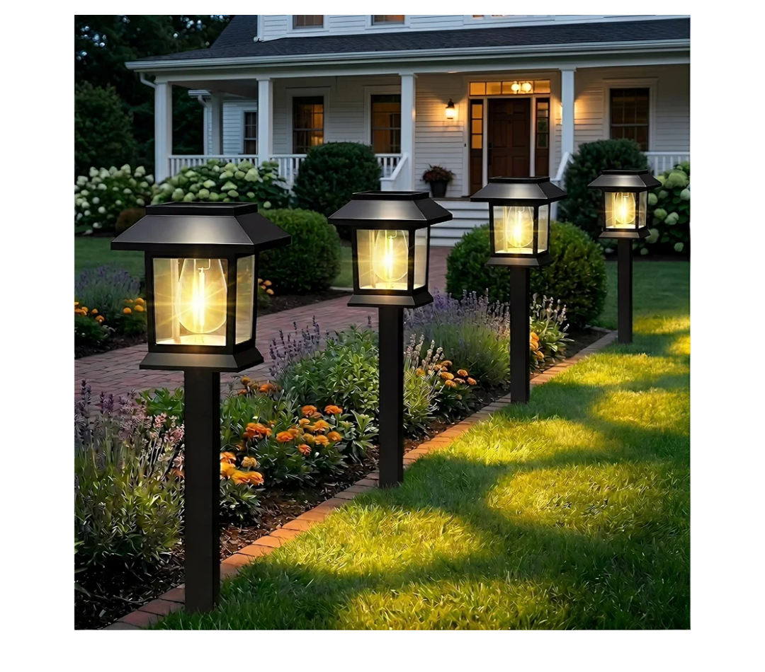 Benany Solar Outdoor Lights, 12 Pack Solar Pathway Lights Waterproof, Landscape Lighting for Path Walkway Lawn Garden Yard Outside Décor, Black