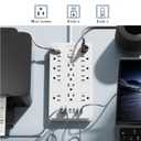 JouleLoom Surge Protector Power Strip-14 Outlets and 6 USB Ports, 6 Feet Flat Plug Extension Cord, 1850 Joules, White, ETL Listed for Home, Office, Dorm Room