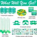 166 PCS St. Patrick's Day Accessories Party Decorations, Tattoo Stickers, Shamrock Glasses, Mustaches and Coins, Irish St. Patrick's Day Green Party Favors