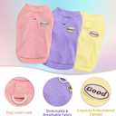 3Packs Dog Cotton T-Shirt Dog Summer Short Sleeves Puppy Shirts Breathable Pet Vest Clothes with D-Ring for Small Medium Large Dogs Cats Kittens (Yellow Purple Pink) XL