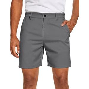 PULI Men's Golf Dress Shorts Flat Front Hybrid 7 Inch Lightweight Quick Dry Chino Casual with Pockets, 34 size