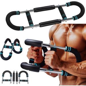 Twister Arm Exerciser 40-100lb,3-Position Adjustable Arm Trainer - Portable Power Twister Bar for Chest & Upper Body Workout, Detachable Home Gym Equipment for Men Women, Blue