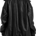 Sampeel Leather Jacket Women Cute Motorcycle Biker Leather Coats Vintage 2025 Fall Fashion Outfits Winter Clothes, Black, S