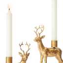 DN DECONATION Reindeer Christmas Decor Candle Holders Set of 2  Gold Deer Taper Candlestick Holders for Holiday Centerpiece Table Decorations, Fireplace Decor, Vintage Home Decor & Wedding