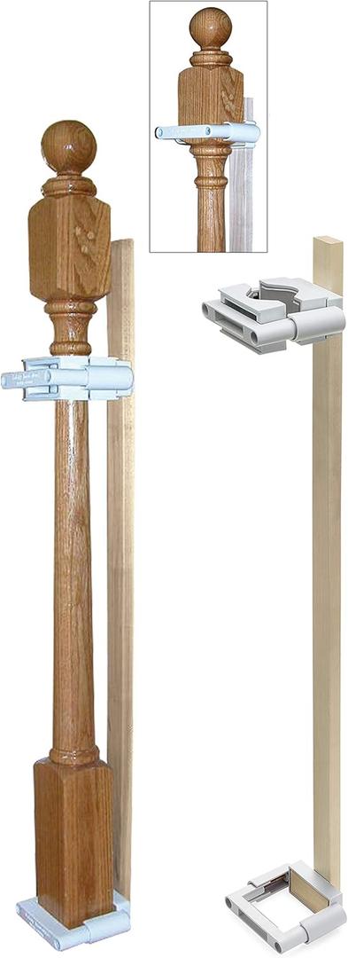Safety Innovations No Hole Stairway Baby Gate Mounting Kit - Fits Posts from 2 3/4 inches to 3 1/2 inches Wide with Square or Round Tops - No Adhesives On Or Screws in Your Posts, (Pack of 1)