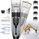 Dog Clippers Grooming Kit and Paw Trimmer,Cordless,Low Noise, Electric Quiet,Rechargeable, Dog Trimmer Grooming, Pet Hair Clippers for Thick Coats,Shaver for Small and Large Dogs Cats(Gray)