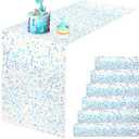 Remagr 6 Pcs Iridescent Sequin Table Runner 12 x 72 Inch Mermaid Table Runner Glitter Sequin Sparkly Desk Cover for Wedding Birthday Party Ceremony Supplies Decor (White)