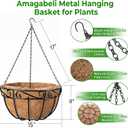 AMAGABELI Garden & Home 4 Pack 15 Inch Plant Hanging Baskets Metal Hanging Planter Flower Pots Outdoor Indoor Wire Hanging Basket for Plants with Coco Fiber Liners Chain for Garden Home Porch Decor