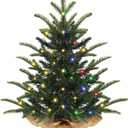 [ 12 Modes & Timer] 24 Inch Realistic Tabletop Christmas Tree Small Christmas Tree with 50 Warm White & Colored Lights Battery PE&PVC Branches Burlap Base Indoor Home Table Christmas Decorations (Dark Green)