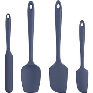 Heat Resistant Silicone Spatula Set: U-Taste 600F High Temp Seamless Food Grade Food Grade Flexible Rubber Silicon Kitchen Cooking Mixing Baking Scraper for Nonstick Cookware Set of 4 (Midnight Blue)