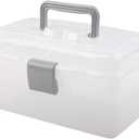 Multipurpose Plastic Storage Container Box with Handle and Latch Lock, Clear Gray