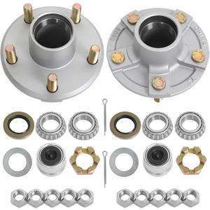 2Sets 2000LB Galvanized Trailer Idler Hub Kits 5 Bolt 4.5 Fit 1-1/16" Trailer Straight Spindle, L44649 Bearings 54.5 Trailer Axle Kit, Boat Trailer Hub Kit