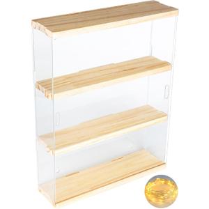 DuvinDD Acrylic Display Case Clear Figure Display Case Lego Display Shelves with Sliding Door, Wall Mounted Dustproof Trinket Shelf for Miniature Hot Wheels for Home Bedroom Decor(11.8x3.3x14.8inch)