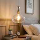 Modern Glass Pendant Light 9.44 in Clear Hammered Glass Shade Gold Farmhouse Island Pendant Lights for Kitchen Pendant Lighting Over Sink Bedroom Dining Room (1 Pack)