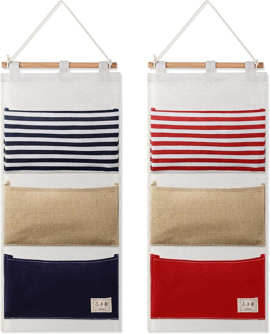 Riakrum 2 Pcs Fish Extenders Cruise Gift Hanger with 3 Pockets 2026 Fe Hanging Cabin Door Organizer Line for Travel Cruise Essentials Gift Exchanges and Pixie Dust(Red and Blue)