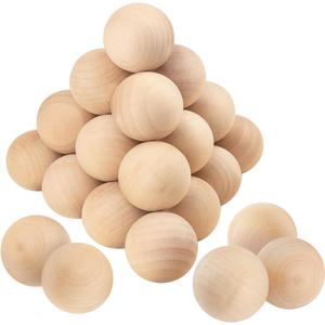 20 Pack 2 Inch Unfinished Wooden Balls, Wooden Round Ball, Natural Round Hardwood Balls, Wood Spheres for Crafts and DIY Projects and Decorations