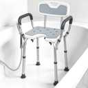 Shower Chair with Arms and Back, 330lbs Heavy Duty Bath Seat with U-Shaped Cutout, 21" Extra Wide Adjustable Shower Stool with 2 EVA Pads and Shower Head Holder, Tool-Free Assembly