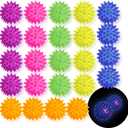 24 Pack Rubber Blinking Squishy Stress Relief Sensory Ball Toys LED Flashing Fidget Spiky Therapy Balls or Kids Teens Adults Stress Relief Party Favors