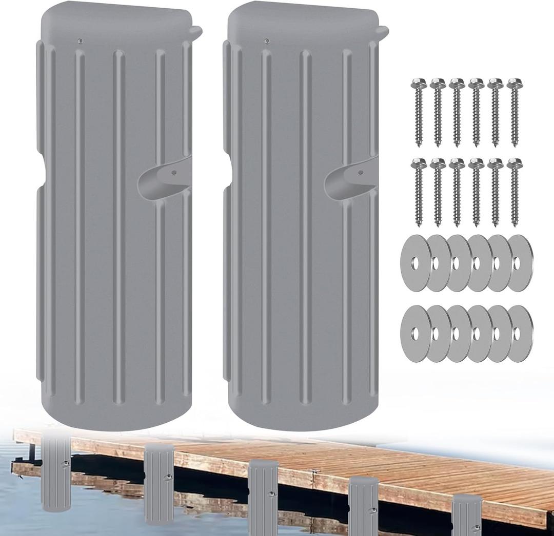 Dock Bumper Fender - Heavy Duty Boat Dock Bumpers for Edge & Side - Marine Fender Guard - Vertical Dock Protection with Stainless Steel Hardware - 2 Pack - Gray