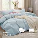 Bedsure Baby Blue Duvet Cover Twin/Twin XL Size - 2 Pieces Prewashed Cotton-Like Polyester Soft Bedding Set, Includes 1 Twin Duvet Cover 68x90 in with Zipper Closure & 1 Pillow Sham, No Comforter