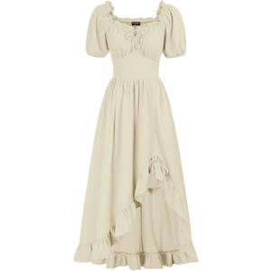 Scarlet Darkness Renaissance Dress Women Cottagecore Corset Dress Ruffle Maxi Dress with Pockets, Size 2XL