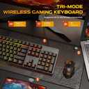 Redragon K521KS Wireless Gaming Keyboard, Tri-Mode BT/2.4G/USB-C RGB Mechanical Feeling Keyboard with Multimedia Keys, 4000mAh Battery, Anti-Ghosting, Compatible with PC - Upgrade