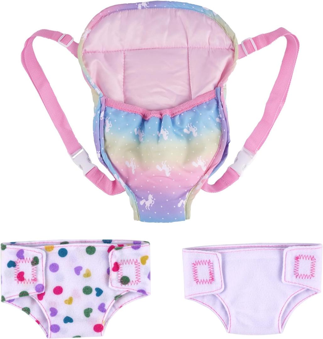 BABESIDE Baby Doll Accessories, Doll Carrier with 2 Doll Diapers  Baby Dolls Accessories Set for 12-15 Inch Dolls, Pretend Play Gift for Girls