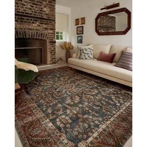 Loloi Chris Loves Julia Jules Collection JUL-10 Ocean/Spice 5'-0" x 7'-6", .13" Pile Height, Area Rug