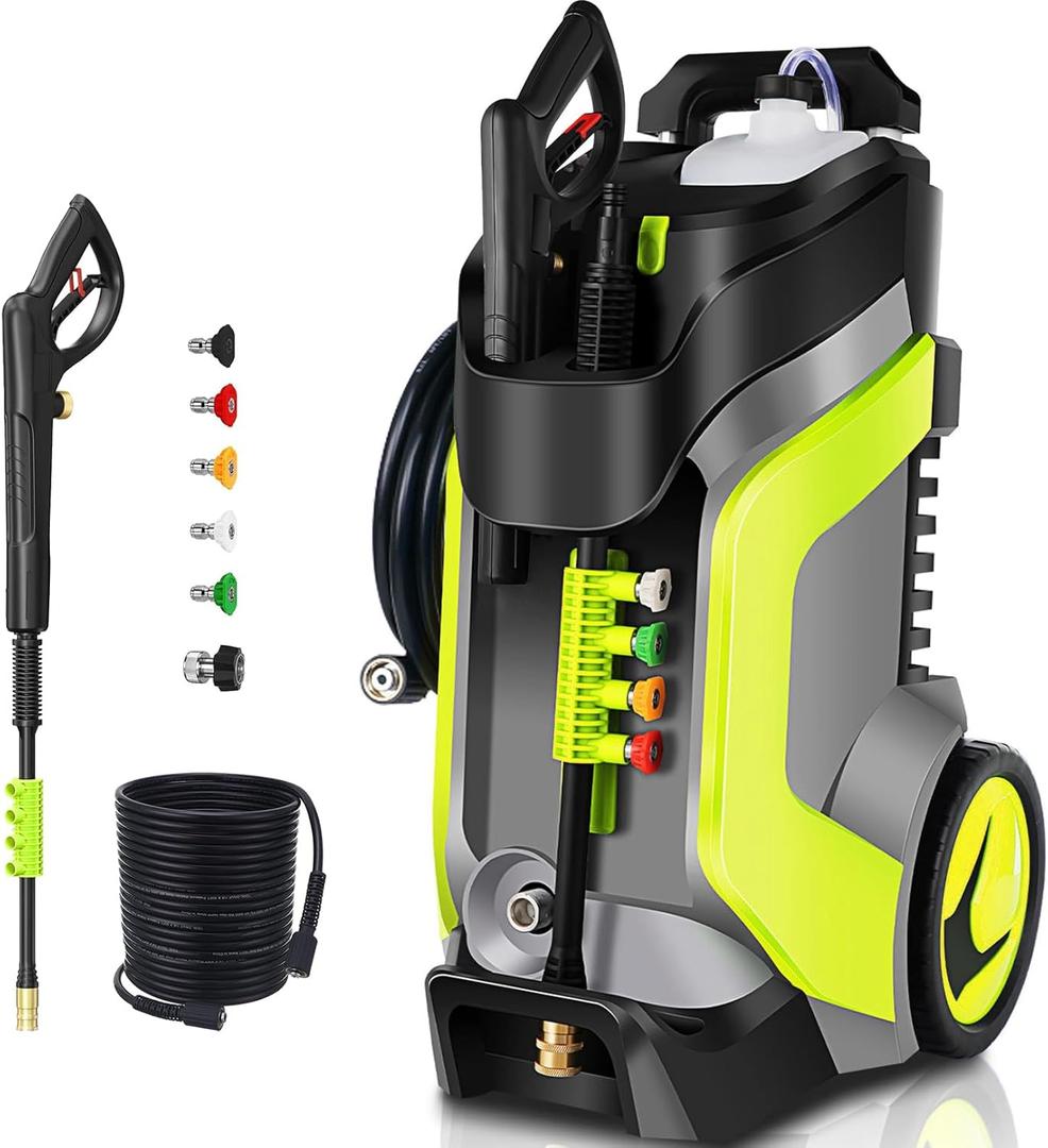 Electric Pressure Washer 5000PSI 4.0GPM Power Washers with M22-14mm Pressure Hose 33FT, Power Sprayers High Pressure with 1/4" QC Compatible Surface Cleaner for Home Cars Driveways, Green