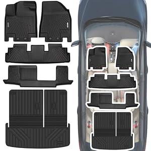 SHINJEW Floor Mat & Trunk mat Compatible with 2022-2024 2025 Nissan Pathfinder 8 Passenger/ Infiniti QX60 7 Passenger, All Weather TPE Car Floor Liners Fit for Nissan Pathfinder Accessories, 3 Rows