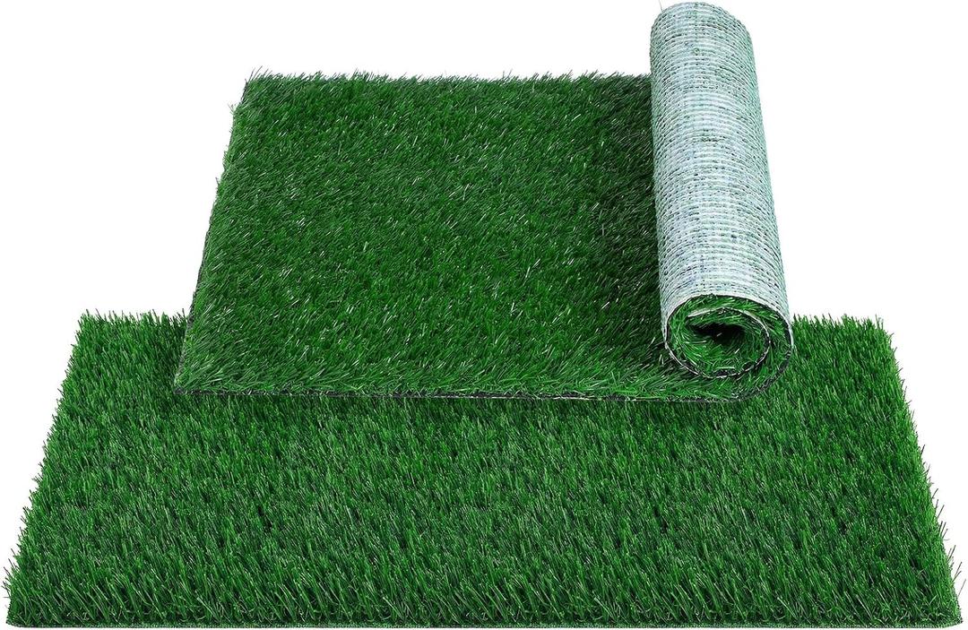 2 Pack Artificial Grass Large 32"×22" Professional Dog Gras Mat
Training Turf Outdoor Rug Patio Lawn Decoration Easy to Clean with Drainage Holes Dog Potty Fake Grass Hemmed Edge Realistic