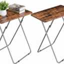 Tv Trays Folding Tv Table, Dinner Table for Eating with Sturdy Metal Frame, Small Foldable Snack Trays Table for Living Room, Couch,Sofa, Bed, No Assembly Required (Yellow Brown 2-Piece Set), 1pcs