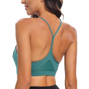 RUNNING GIRL Y-Back Sports Bras for Women, Medium Impact Wirefree Padded Bra Workout Crop Top Longline Sports Bra Push up (L)