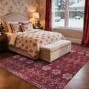 jinchan 8x10 Red Snowflake Christmas Rug Washable Large Area Rug for Living Room Bedroom Non-Slip Soft Carpet Xmas Geometric Floor Mat Lattice Holiday Decor for Dining Room Porch