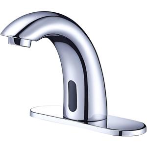 Chrome Touchless Bathroom Sink Faucet - Automatic Sensor Faucet - Dual Power Supply 110V AC or Battery Operated for Commercial