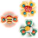 ALASOU 3PCS Suction Cup Spinner Toys for 1 Year Old Boy Girl|Spinning Top Infant Sensory Toys for Toddlers|1 2 Year Old Boy Christmas Birthday Gift|Baby Bath Toy Stocking Stuffers for Kids Ages 1-3
