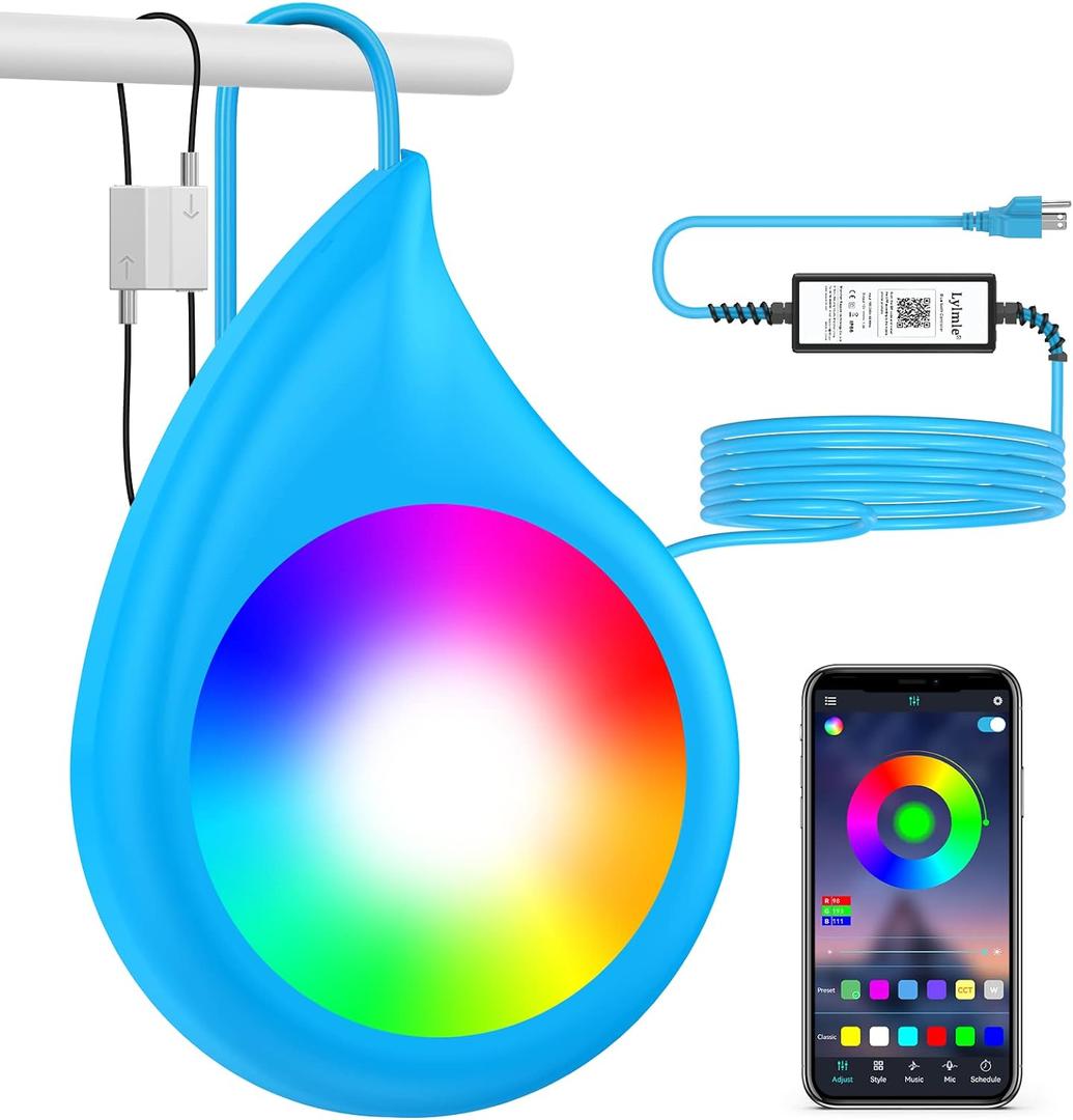 LyLmLe LED Pool Lights with APP Control, 10W RGB Dimmable Underwater Submersible Lights with Magnets, IP68 Waterproof Color Changing 12V Pool Lights for Inground Aboveground Pool, 26ft Cord (RGB (Red, Green, Blue))