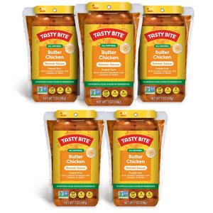 Tasty Bite Punjabi Style Butter Chicken Simmer Sauce, 7-Ounce 5-Pack, 3-4 Servings, Vegetarian, Tomatoes & Cashews in Butter, Best By Mar 31, 2026