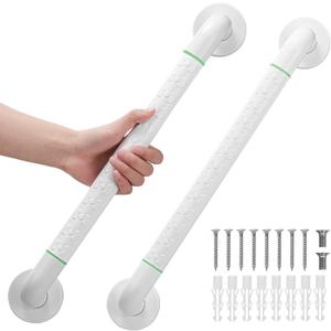Grab Bars for Shower,2 PACK 20 Inch Shower Handle Bath Grab Rails with Anti-Slip Grip and Safety Luminous Circles,Stainless Steel Bath Handle Bathroom Grab Bar for Seniors, and Disability.