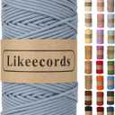 Likeecords Macrame Cord 3MM 100M 110Yards, Flexible & Soft Natural Cotton Knotting Cord Macrame Yarn 3 Strands Twisted Cotton Cord for DIY Craft Making,Plant Hangers,Home decor (Blue)