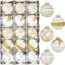 15 Pack 3.15" Fancy Christmas Tree Ornaments Set Large Christmas Baubles for Festive Decor Velvet Shatterproof Ornaments for Tree with Assorted Styles Satin Great as Christmas Ball Bulk White