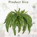 Hollyone 33" Artificial Boston Fern Hanging Basket Large 39 Leaves Fake Ferns in Rattan Pot Greenery Plants for Outdoors & Indoor Faux Fern Bush Basket Plant Patio Garden Home Decor Green