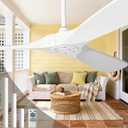 52 Inch White Ceiling Fan No Light, 3 Blade Wood Outdoor Ceiling Fans for Patios Gazebo Porch Living Room, Reversible Modern Wet Rated Indoor Ceiling Fan without Lights with Remote