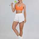 BMJL Women's High Waisted Athletic Shorts Pocket Workout Shorts Gym Sporty Running Shorts (White, XS)